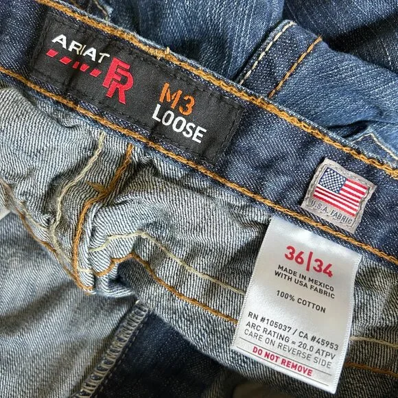 Ariat FR Jeans Mens 36 x 34 M3 Loose Straight Fire Flame Resistant Work Denim - Picture 10 of 10
